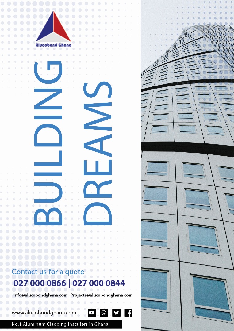 Modern skyscraper with Alucobond Ghana composite panel cladding